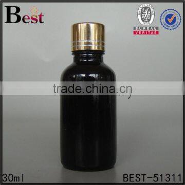Wholesale 30ml Cosmetic Bottle Black Glass Aluminum Cap Essential Oil Fragrance Perfume Screen Printing Hot Stamping Free Sample photo-5