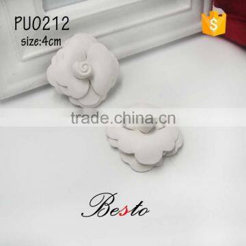 PU0212 custom single style PU material cute white genuine leather flower for shoes &bag decoration