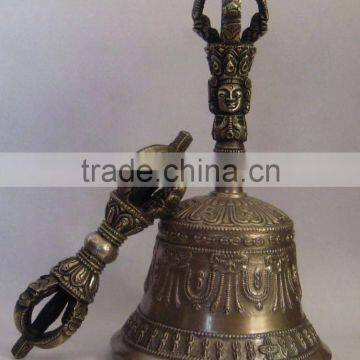 Tibetan Buddhist Bronze Bell 6" and Vajra/Dorje (Small) - Nepal photo-3
