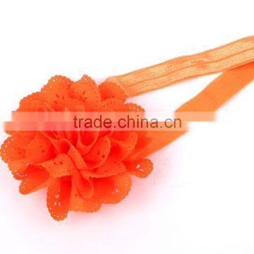 Wholesale Satin Ribbon Roses Flower Baby Hair Bows With Elastic Headband photo-3