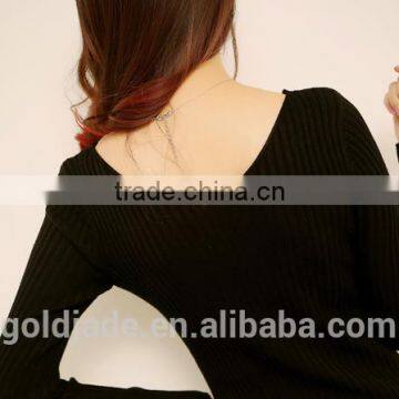 2016 Customized Manufactorying Korean Style Long Sleeve V Neck Knitted Ladies Dress photo-4