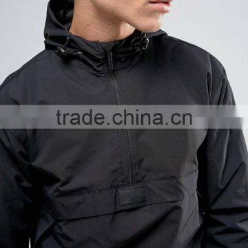 2017 Best Price High Quality Overhead Design Durable Hooded Funnel Collar 100% Polyester Black Casual MenJacket photo-3