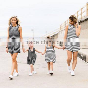 2016 summer stripe printing matching mother daughter dresses clothes