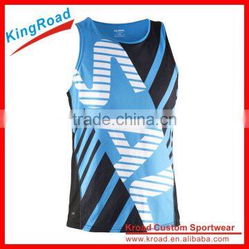 Wholesale Sublimated printing dry fit Custom gym running singlets for mens