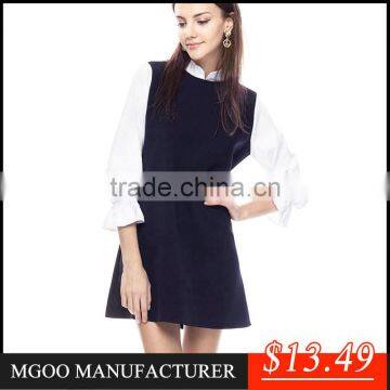 MGOO ODM/OEM New Arrive Summer Clothes Dresses For Women White Black Contrast Ruffles Sleeves A Line High Fashion Dresses photo-1