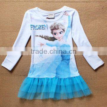 new fashion baby girls long sleeve cartoon dresses baby tulle dresses