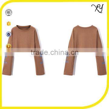 Long Sleeve Cropped T-shirt Womens Crop Top With Print Logo photo-2