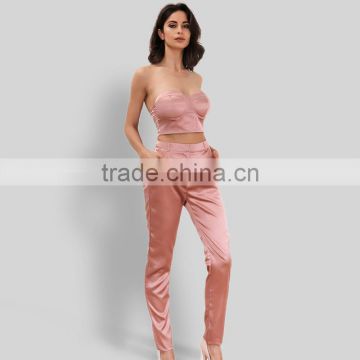 Runwaylover 057 Hot Sale 2017 Ladies Sexy Crop Top And Casual Pant Set