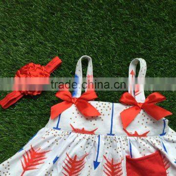 Little Girls Boutique Clothing Sets Infant Baby Swing Top With Ruffle Bloomer July 4th Swing Top With Headband photo-2