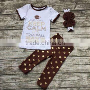 Little girls boutique remake clothing sets girl's autumn football suit crochet baby clothes