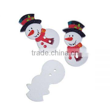 Wood Sewing Buttons Scrapbooking 2 Holes Christmas Snowman White & Red Hat Pattern photo-3
