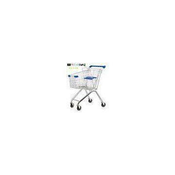 Small Portable Chrome Plated Steel Shopping Carts 60L / Supermarket Push Cart