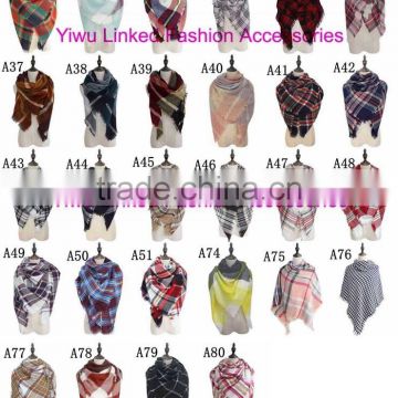 Winter blanket tartan plaid scarf stole wraps low MOQ plaid scarf