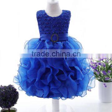 Wholesale new model beaded organza sleeveless ball gown baby party wear dress