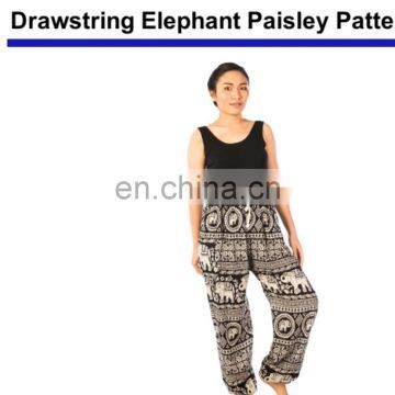 Elephant Paisley - Aladdin Drawstring Trousers Hippie Festival Boho Trouser Pants photo-2