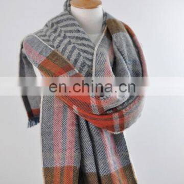 Europe And America Warm Winter Blue Stripe Jacquard Stripe Scarf photo-2