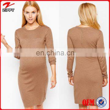 Wholesale New Fashion Long Sleeve Knitted Bodycon Maternity Dress