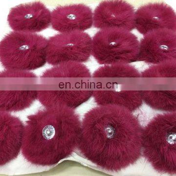 Shoes Decoration Raccoon Fur Trimming Wholesale Fur Ball Stud With Crystal