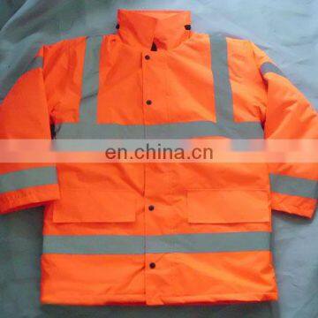 high vis safety traffic jacket/high visibility reflective mens winter workwear uniform/orange high vis work wear jacket