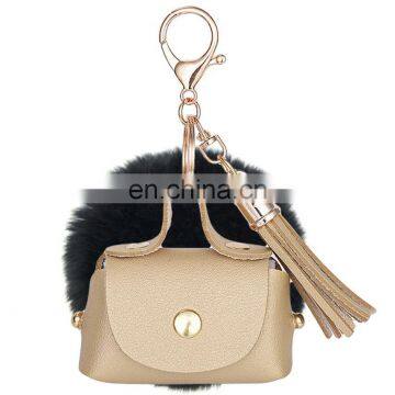 Pom Pom Tassel Mini pu Bag Keychain photo-6