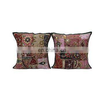 17'' Embroidered Beaded Ethnic Vintage Indian Hand Patchwork Throw Pillow cover Cushion Cover Cushion Covers cases decorative