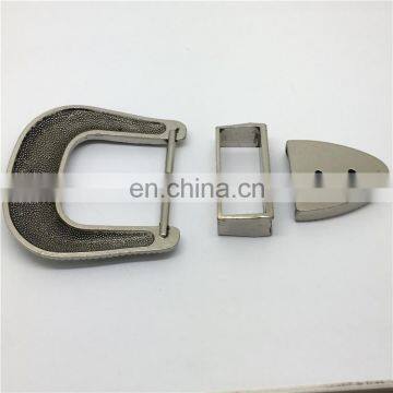 BS001 Wholesales Three Pieces Silver Color Western Cowgirl Belt Buckle Set photo-2