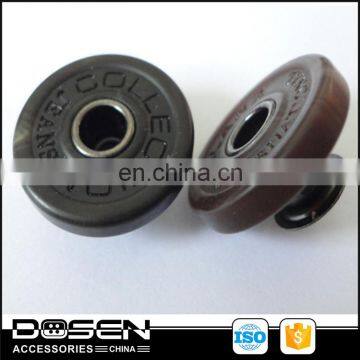 Eco-friendly high quality decorative resin + brass eyelet style jean button for china factory cheap wholesale
