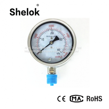 Stainless Steel Kpa MmH2O Dual Scale Micro Vacuum Capsule Pressure Gauge photo-3