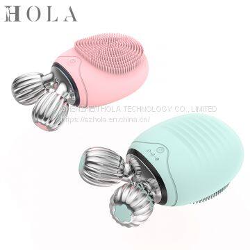 High Quality Mini Electric Facial Cleansing Roller Massage Brush Waterproof Silicone Facial Cleansing Devices