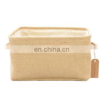 Customized jute fabric foldable toy storage basket