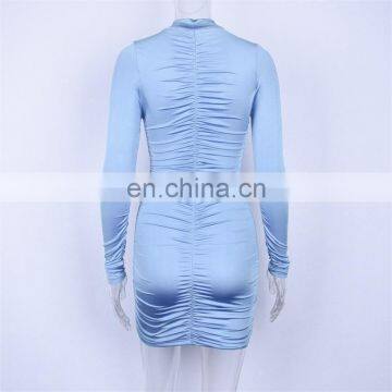Women Turtleneck Long Sleeve Sexy Party Stacked Dresses Elastic Mini Vintage Summer Bodycon Club Wear Dress photo-7
