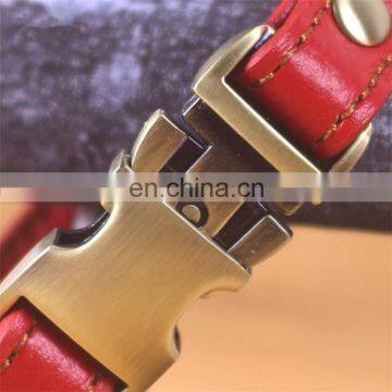 Custom Strong Metal Buckle Luxury Real Leather Dog Collar photo-5