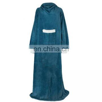 Custom Giant Pocket Design Oversized Sherpa Sweatshirt Wearable Huggle Blankets Hoodie Robe Hooded Blanket for Adults photo-3