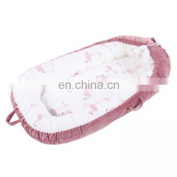 100% Cotton Newborn Portable Crib Baby Nest Sleeping Bassinet for Bed Portable Baby Lounger photo-2