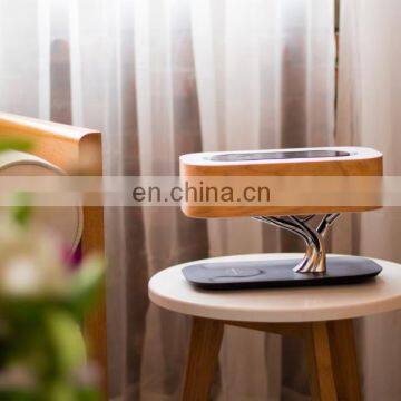 MESUN Tree Lamp Wooden Bedroom Desk Touch Dimming Led Wireless Phone Charger Night Lamp With Blue Speaker photo-5