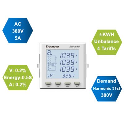 LCD 4DI 3DO 3 Three Phase Ammeter Wattmeter Kilowatt Meter photo-4