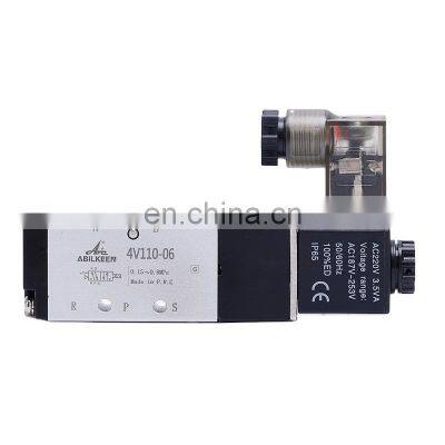 Automatic 4V110-06 G1/8 5/2 Way Internally Piloted Acting Type Single Pneumatic Electrical Control Air Solenoid Valve