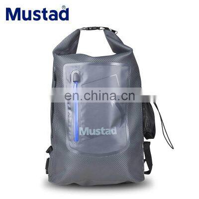 Mustad MB010 Backpack PVC Multi-Purpose Waterproof Bag Large Capacity Outdoor Sports Tackle Fishing Bags Pesca Lure Side Mesh