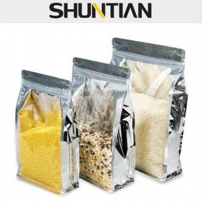 sorghum powder gusset pouches Custom Printed Zipper  with Balve Flat Bottom pouch Gusset Side tin tie