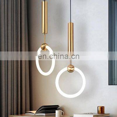 Modern Chandelier Acrylic Pendant Light Metal Adjustable Loft Decor Nordic Circular Hanging LED Lamp