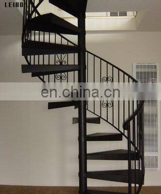 Carbon Steel Structure Iron Balustrade Staircase Wooden Interior Carbon Steel Spiral Staircase photo-4