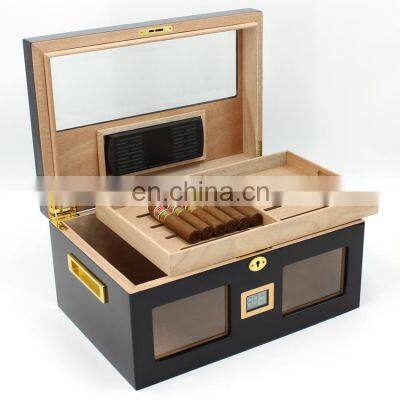 Cedar Wood Travel Humidor Box Portable Cigar Case Humidifier Hygrometer Cigar Humidor Box With Glass Top photo-5