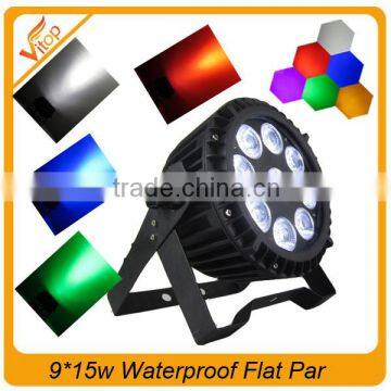 New led uplight flat black par light 9pcs*15w rgbwa uv 6in1 par64 dj uplight