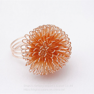 Factory Wholesale Handmade Wire Ball Napkin Ring Bayberry Shape Metal Circle For Party photo-5
