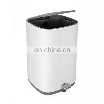 10L Stainless Steel Step Bin Square Shape Foot Pedal Dustbins Trash Can