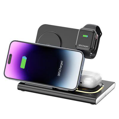 Hot Sale Foldable 3 In One Wireless Charging Holder Stand 4 in 1 Wireless Charger Fast Charging Station