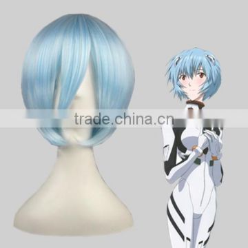 High Quality 35cm Short Straight EVA Ayanami Rei Ice Blue wig Synthetic Anime Wig Cosplay Costume Hair Wigs Party Wig