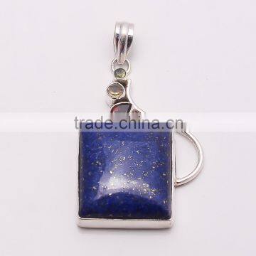 LAPIS & MULTI-STONE PENDANT 925 Sterling Silver Pendant, SILVER JEWELRY EXPORTER,SILVER JEWELRY WHOLESALE,SILVER EXPORTER