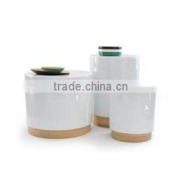 High quality best selling white colored spun bamboo round stool from Vietnam