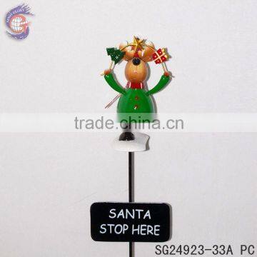 metal elk christmas stick decoration with stop sign